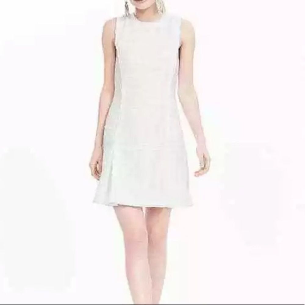 Banana Republic Fit & Flare Tweed White Mini Dress Cocktail Dress size 0P - Picture 3 of 6